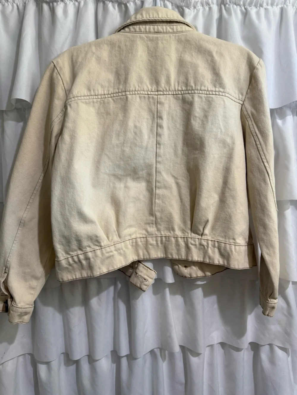 Free People Cream Denim Utility Jacket - Picture 9 of 10